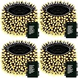 Upgraded 4Pack 160FT 400 LED Battery Operated Christmas String Lights Outdoor/Indoor, Timer & 8 Modes with Green Wire Christmas Tree Lights, Waterproof Fairy Lights for Xmas Tree Garden(Warm White)