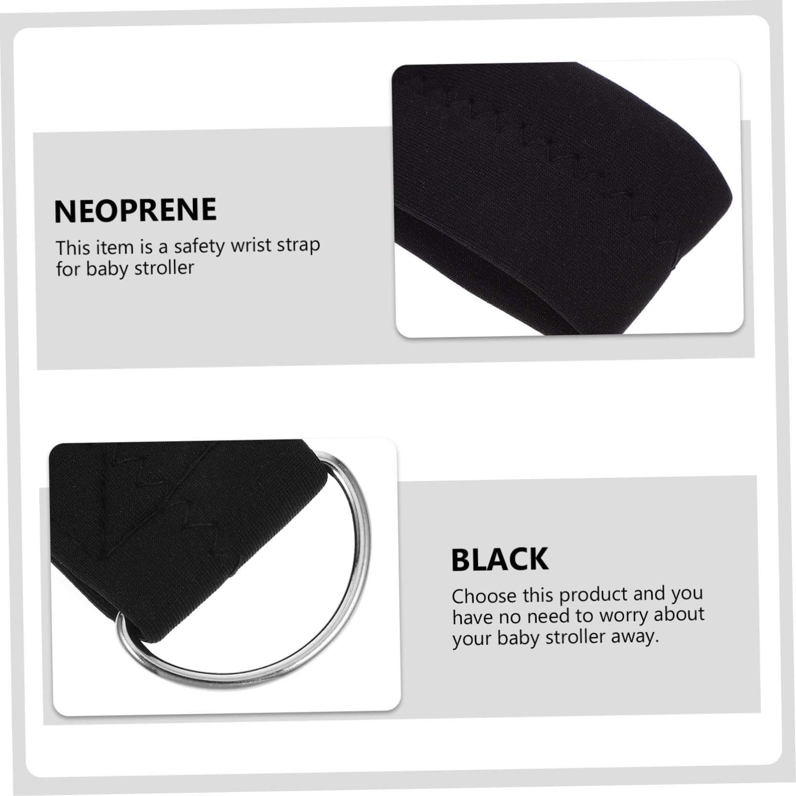 Cinturino di Sicurezza da Polso Antiscivolo per Passeggino Nero | Neoprene, Aiuto alla Sicurezza, per Carrozzina e Pushchair, Accessorio Nero, Uso Pratico Quotidiano