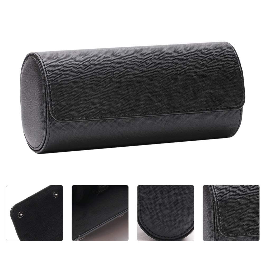 Scicalife Étui de Voyage de Rouleau de Montre - Boîte de Rangement pour Montre Ronde Rétro Améliorée Rangement pour Montre à 3 Fentes en Cuir PU