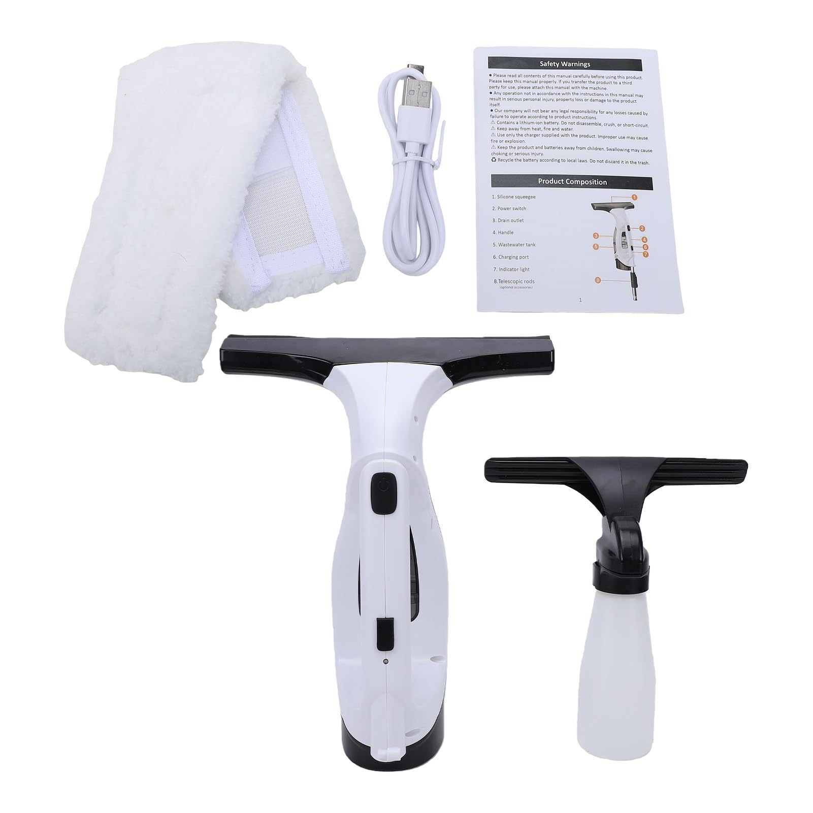 Sorandy Kabelloser Fenstersauger, Hand-Fenstersauger, Elektrisches Reinigungsgerät mit Sprühflasche und 2000-Pa-Saugkraft, Ideal für Fenster, Fliesen, Spiegel, Arbeitsplatten und