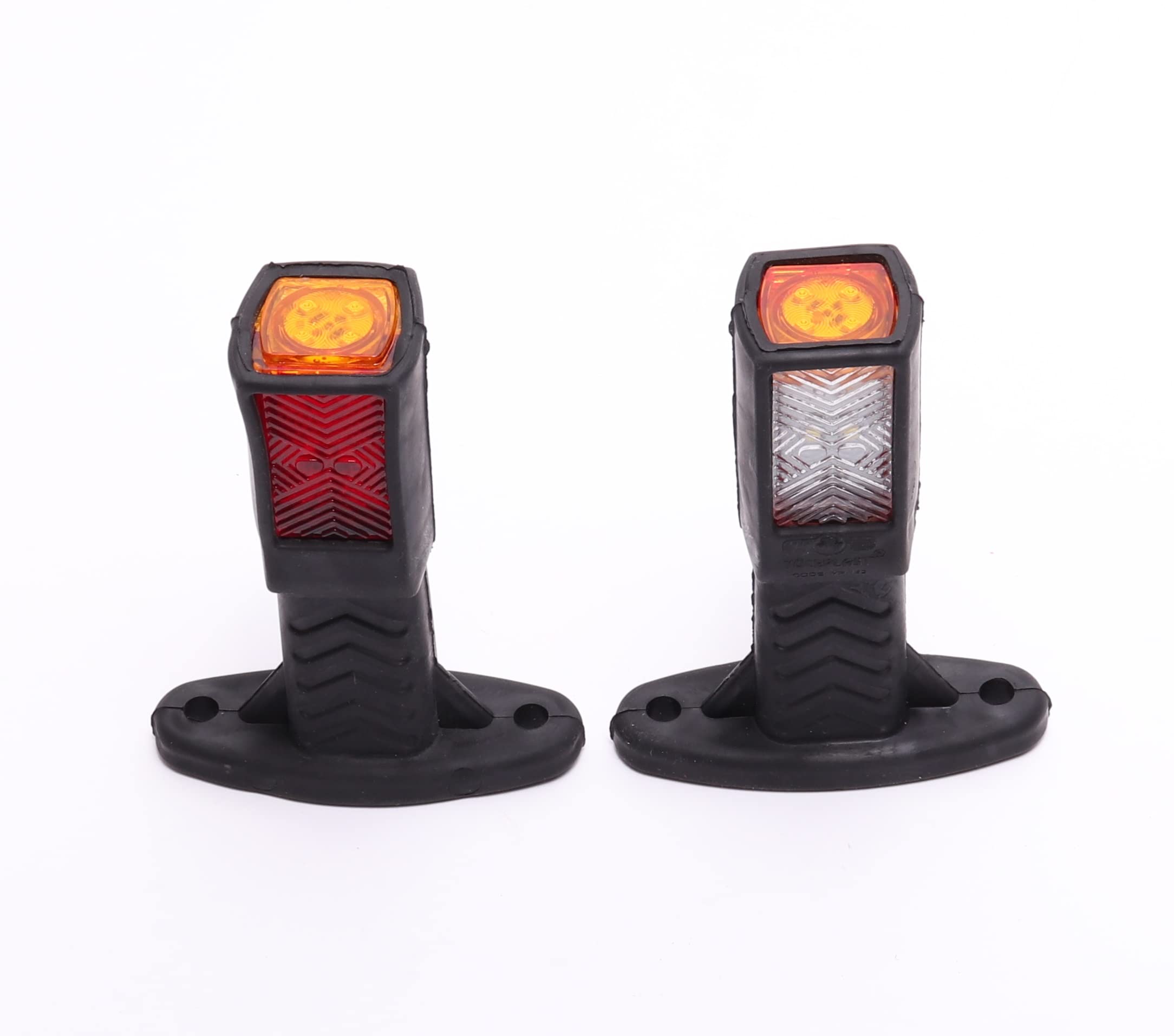Ml MelTruck® Lot De 2 Feux De Contour LED 12-24V Pour Camion, Remorque - Long Bras Caoutchouc, Homologation E9, Noir