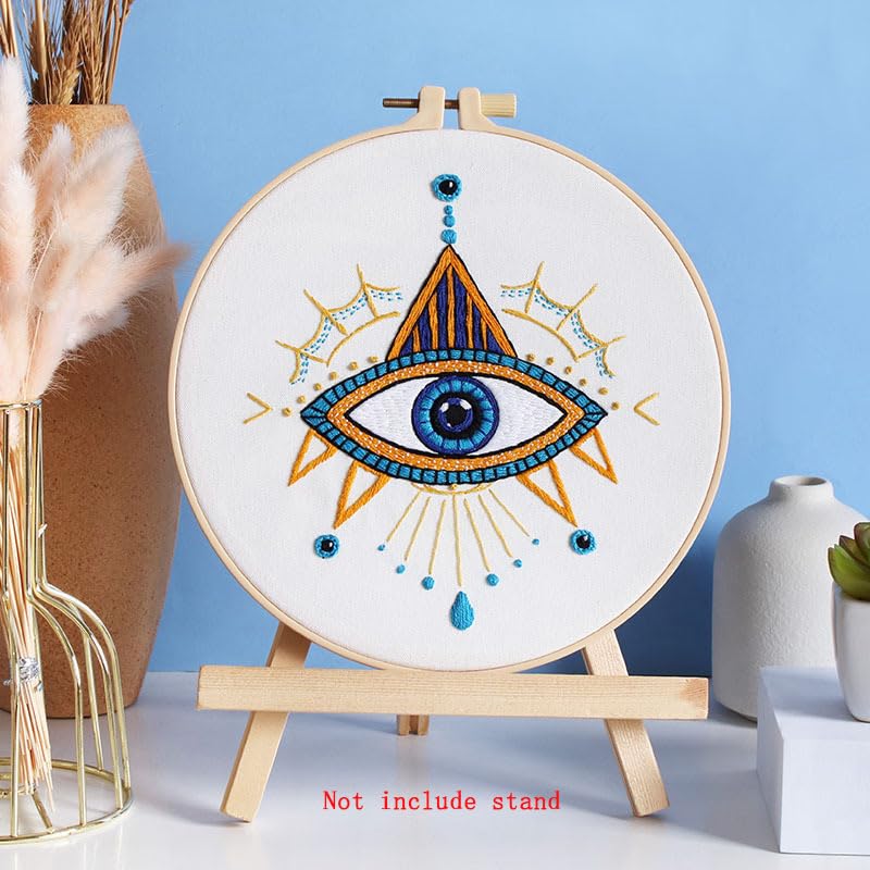 Image of Konrisa 3 Pcs Embroidery Kits with Tarot Cards and Eyes Pattern, Stamped Embroidery Starter Kit for Beginners Adults Needlepoint Kits DIY Sewing Cross Stitch Practice Kit Home Decoration