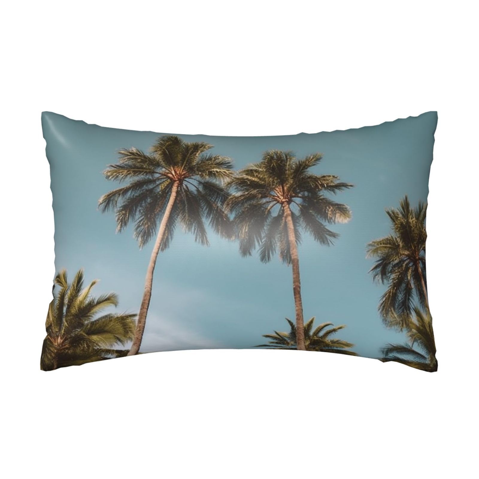 Satin Pillowcase for Hair and Skin, Tall Tropical Palm Trees Pillow Case Queen Size 20x30 Inches, Cooling Silky Pillowcases with Zipper Ultra Smooth and Soft Pillow Cover for Sleeping