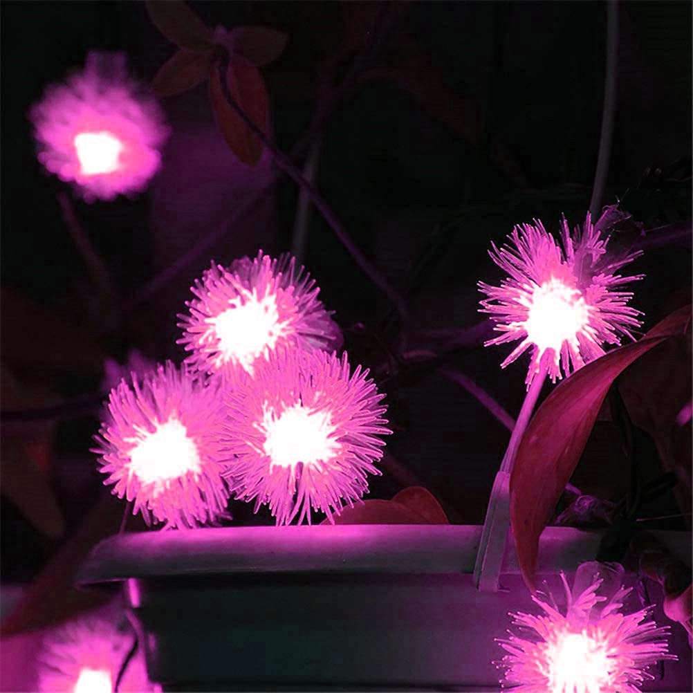 Solar-Lichterkette für den Außenbereich,22m 200LED Solar-Lichterkette mit Kugeln, wasserdicht, 8 Modi für Garten und Hof (Rosa)