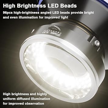 Microscope Accessories, LED Ring Light Illuminator (96 Bulbs) | LED Illuminating Ring Light for Microscope Polarized Optical System, Microscopy Glare Proof, Low Energy Consumption