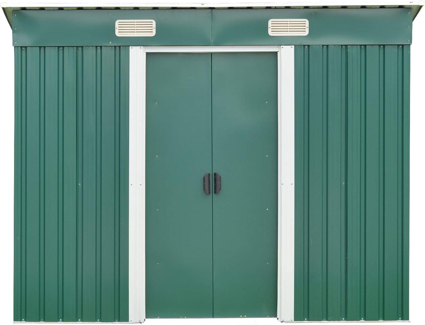Peach Tree 6' x 4' Outdoor Backyard Metal Garden Utility Storage Shed Heavy Duty Tool House W/Sliding Door (Green)