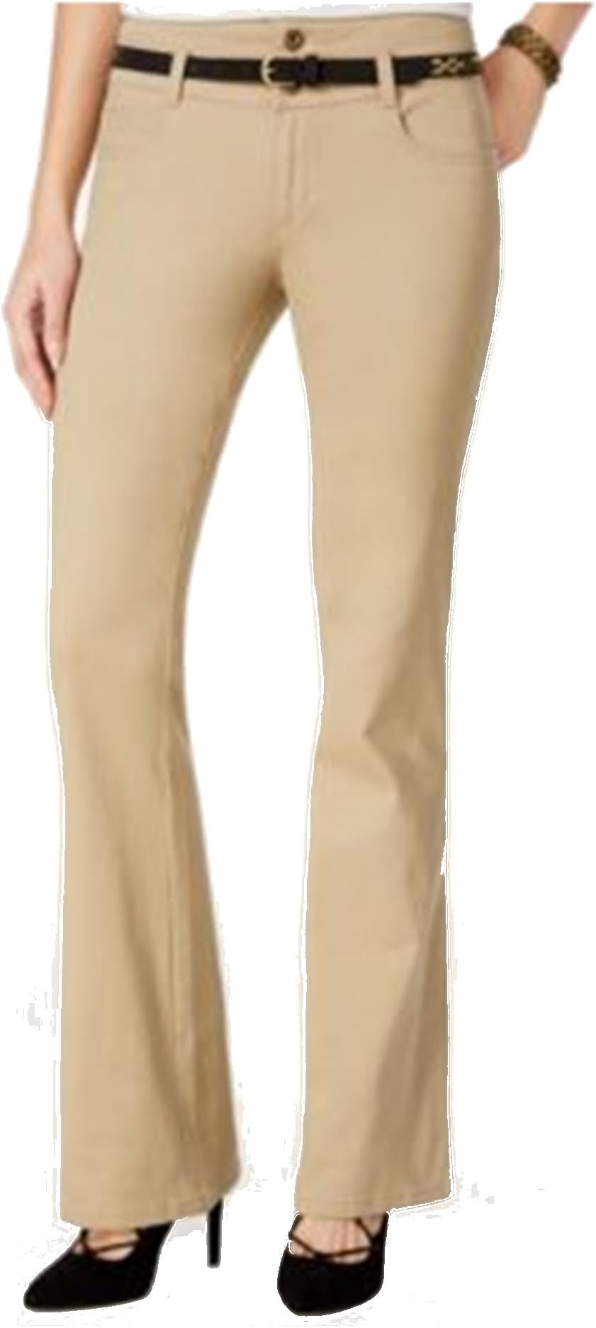Be Bop Juniors' High-Waist Bootcut Trousers (Stone, 11)