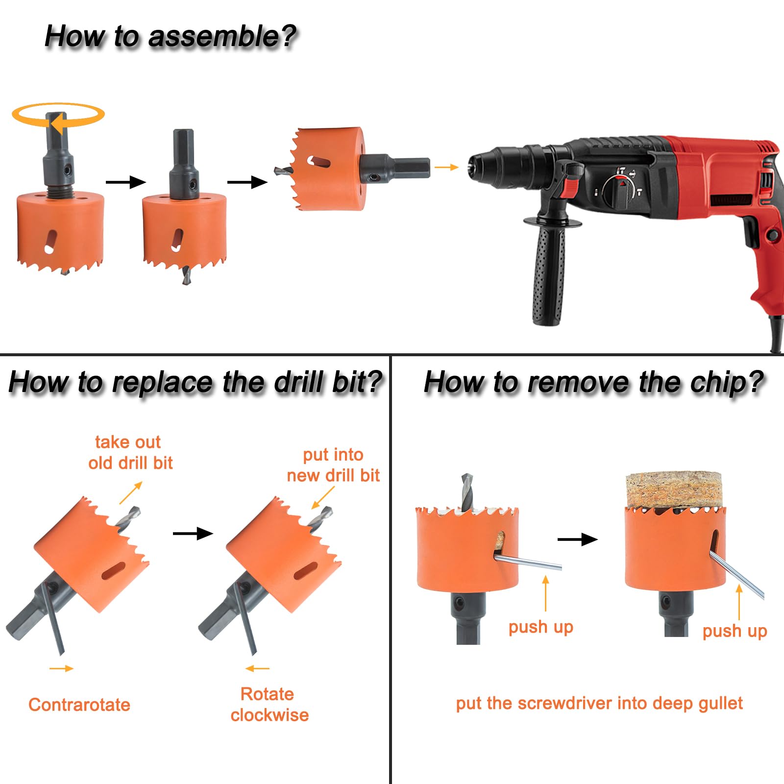 desk grommet installation tools kit drill bits
