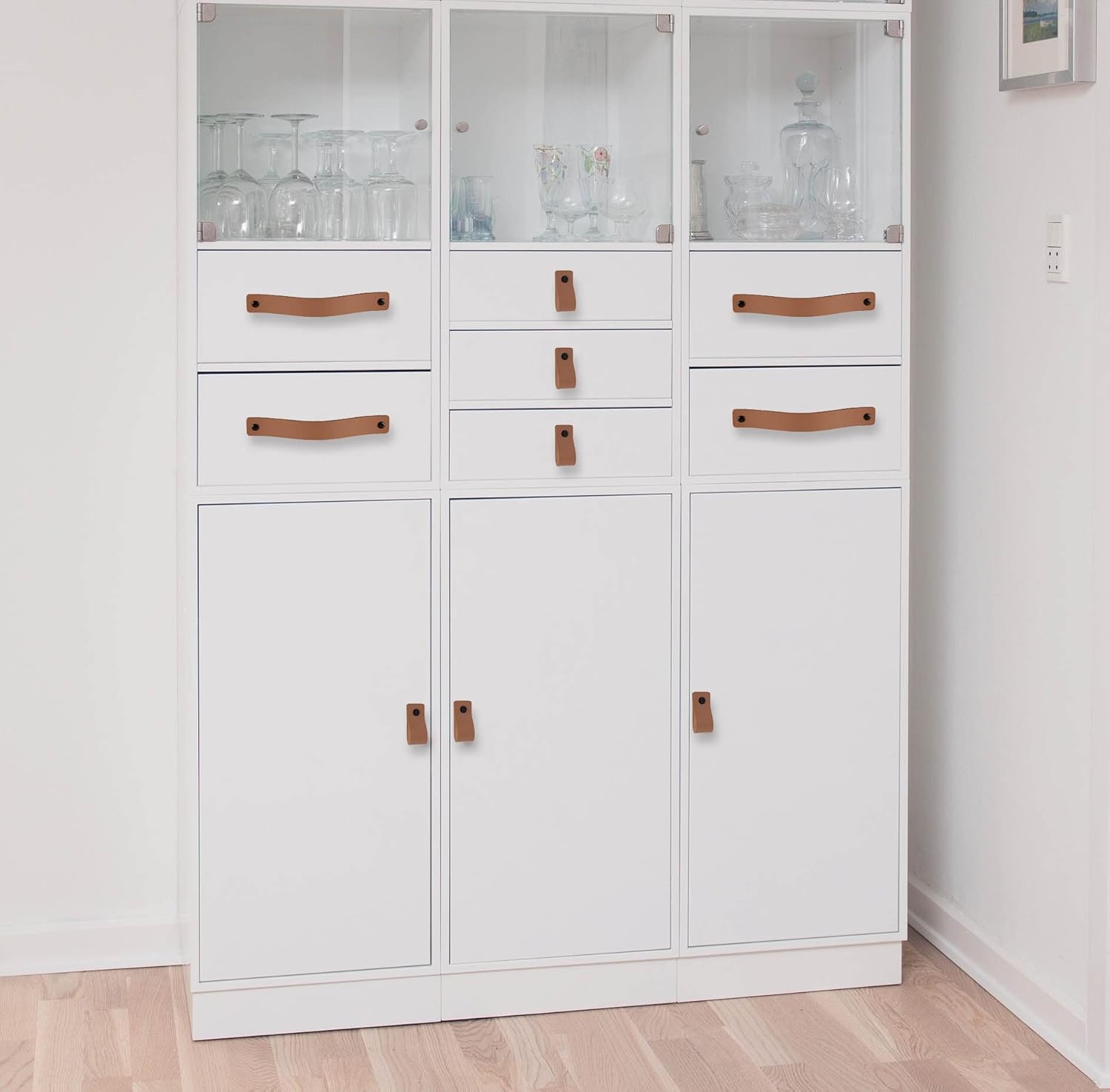 Brute Strength - Leather Drawer Pulls - Taupe - 12 pcs - 4-15/16 x 1 ’’ - Leather Handle - Leather Dresser Pulls - Cabinet knobs Dresser knobs - Dresser Handles