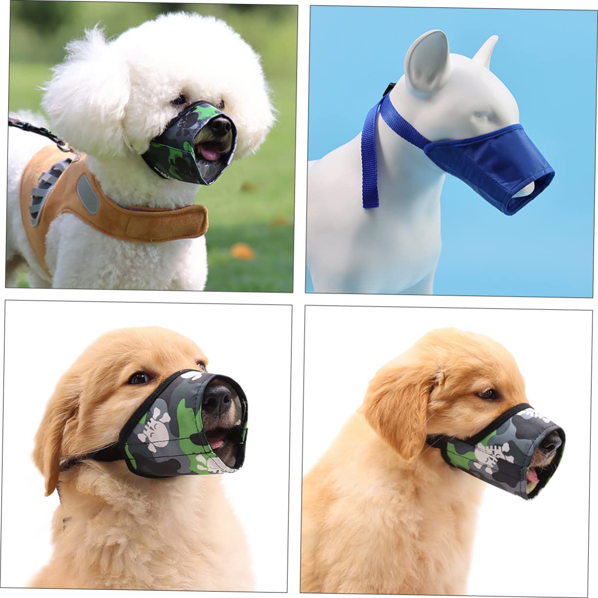 VANZACK 3Pcs Adjustable Dog Muzzle Barking Mouth Cover for Pets Prevent Biting Eating Streets Comfortable Fit for Dogs