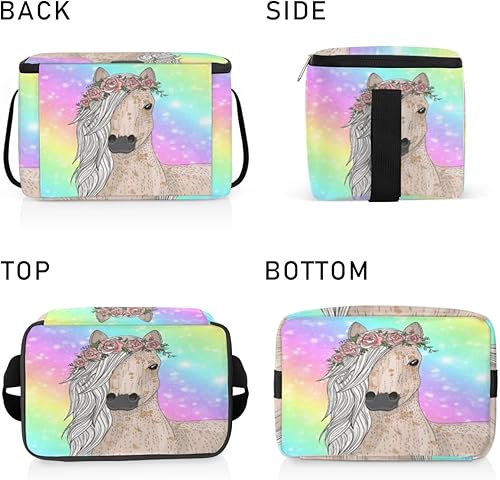 Miniatura 4 de Bolsa de almuerzo aislada con diseño de arco iris para mujer, reutilizable, bolsa cuadrada de comida para adultos y hombres, lonchera más fresca