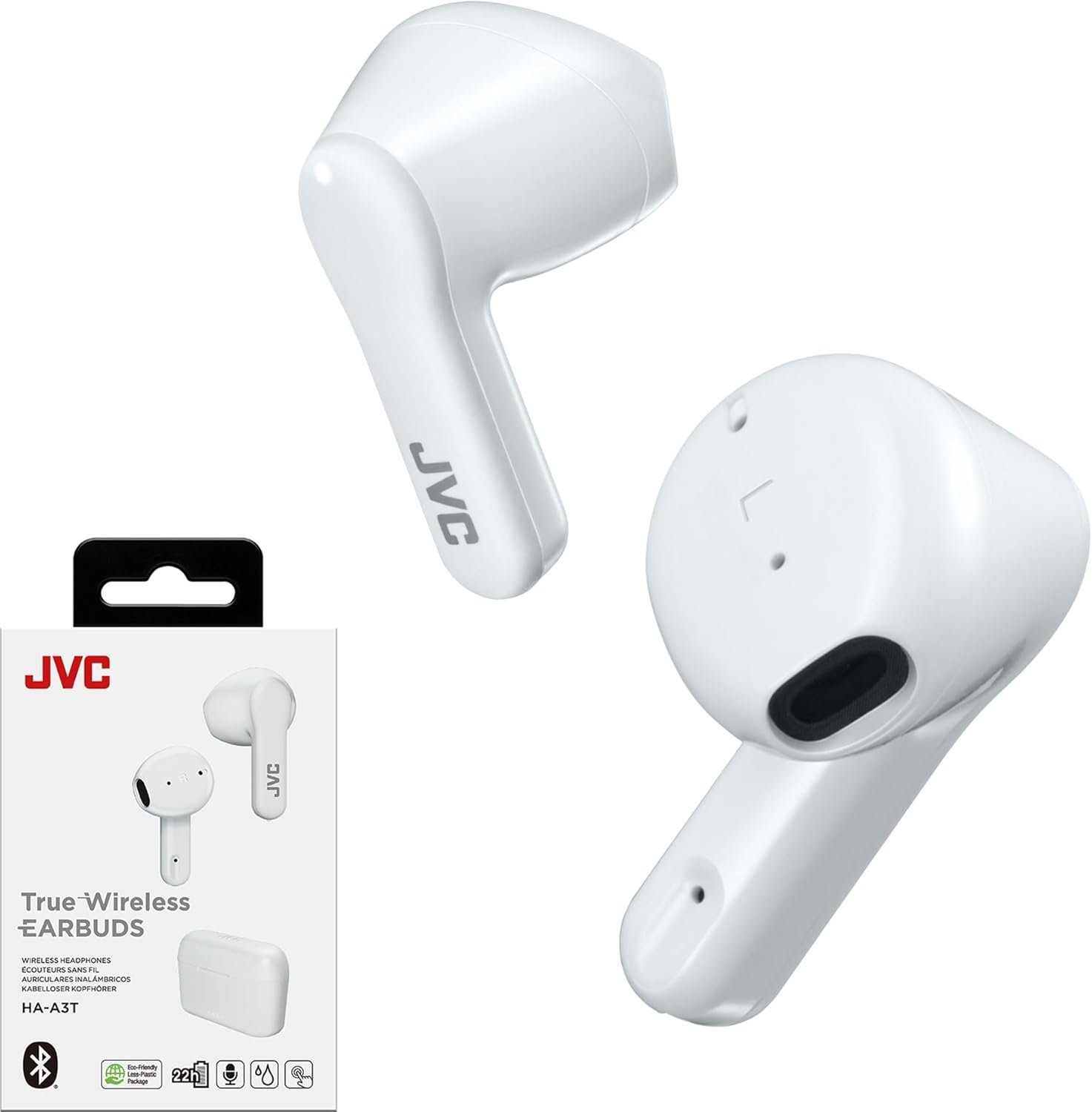 JVC True Wireless Earbuds Headphones, 11mm Neodymium Magnet Driver, Touch Sensor Operation, Bluetooth 5.1, Water Resistance (IPX4), Long Battery Life (up to 22 Hours) - HAA3TB (Black), Small