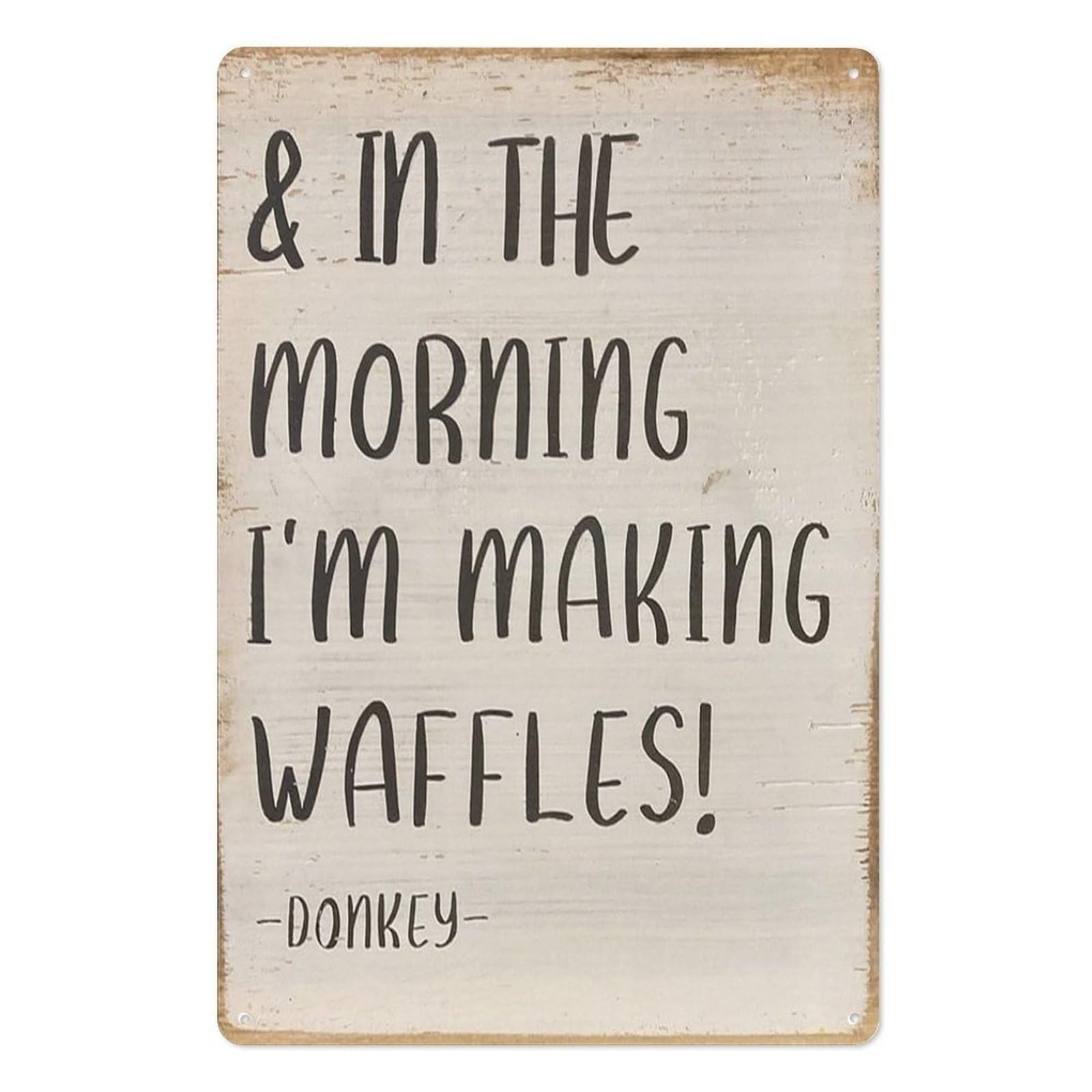 MQXFCZUX Humorous Kitchen Decor Metal Sign Funny Waffle Quote Tin Plaque for Dining Room Home Cafe Wall-Art 8 X 12 in