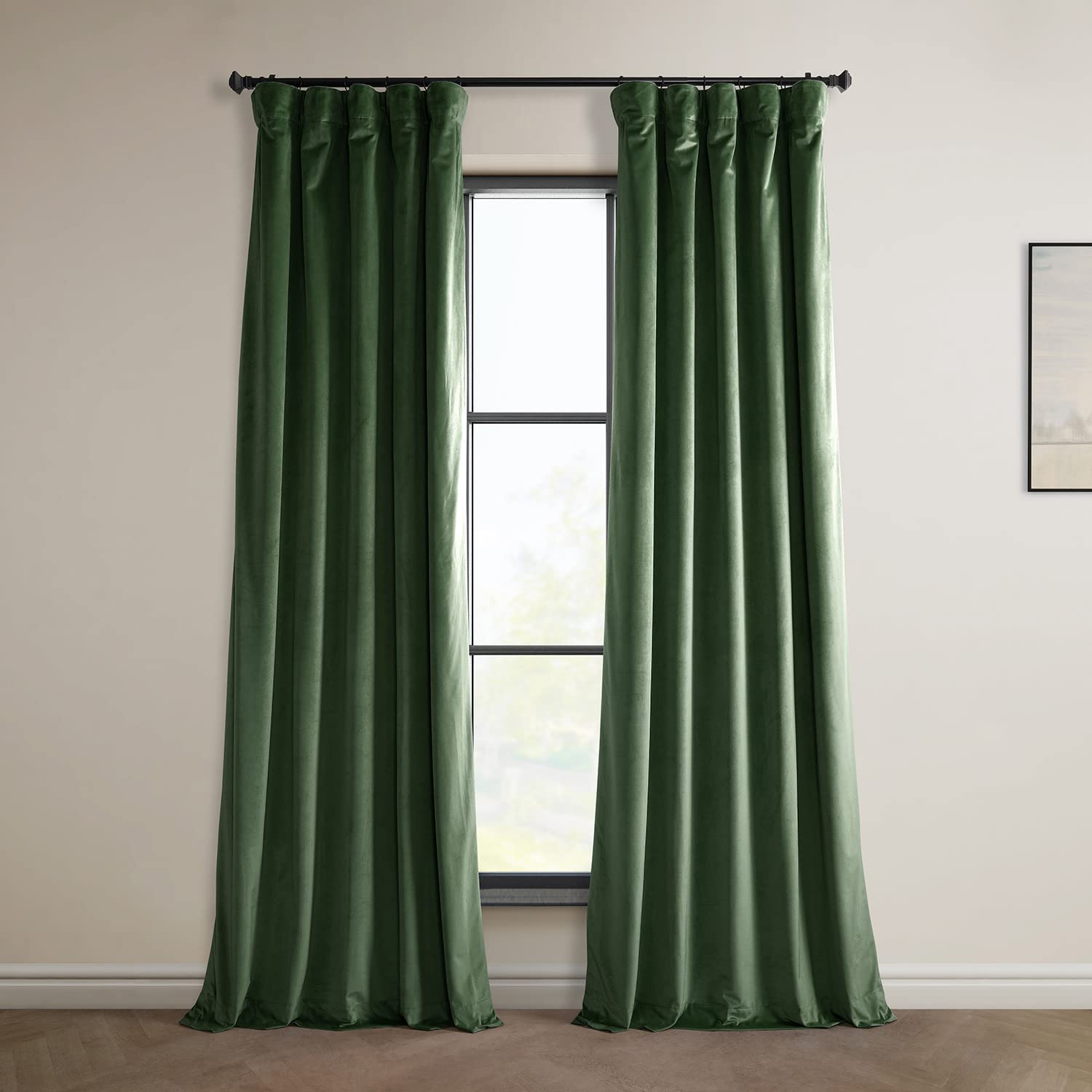 HPD Half Price Drapes Heritage Plush Velvet Curtains for Bedroom & Living Room 50 X 108, VPYC-181427-108 (2 Panel) Eden Green