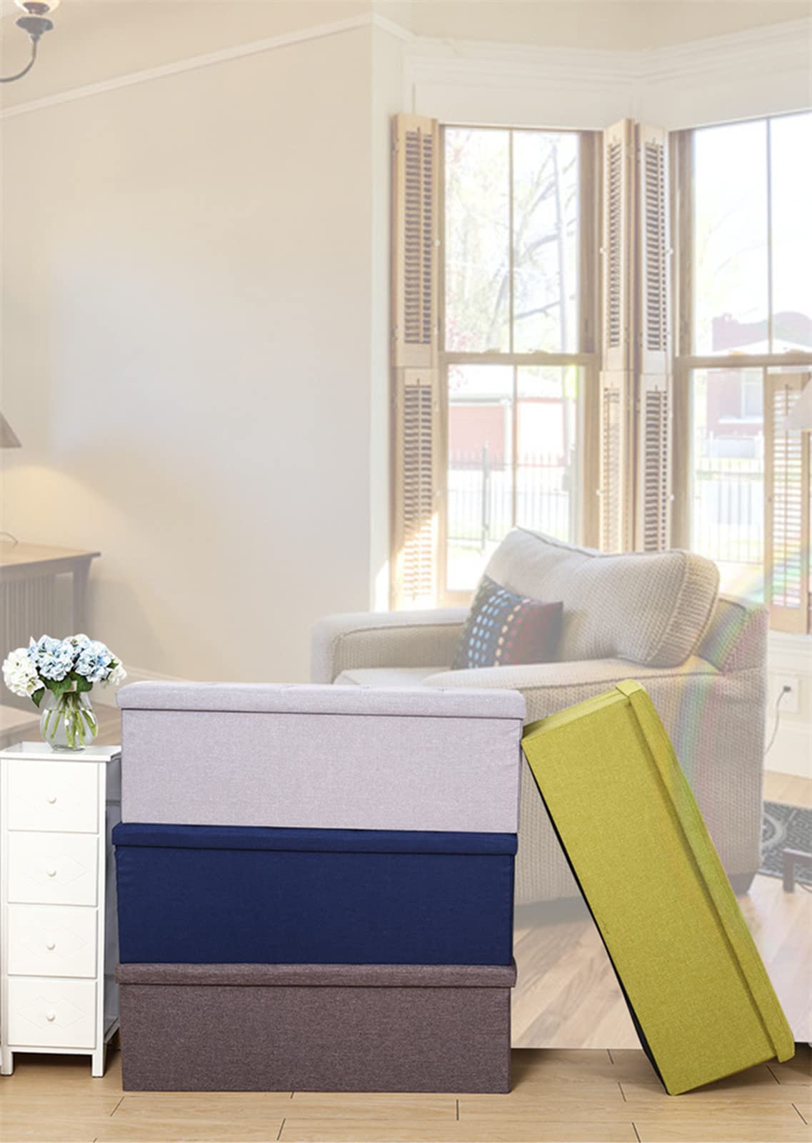 Pouf con Contenitore Portaoggetti, Cassapanca Pieghevole, Sgabello Poggiapiedi, Sgabello Imbottito, 110X38x38 - Disponibile in Diversi Colori,D