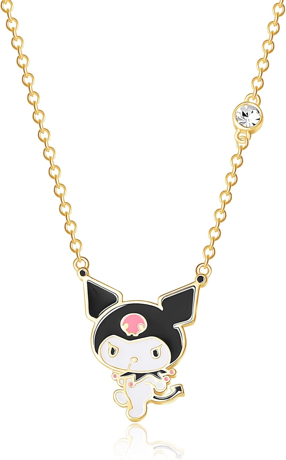 Hello Kitty Sanrio Kuromi Womens Pendant Necklace 18" - 18kt Flash Plated Brass and Enamel Officially Licensed