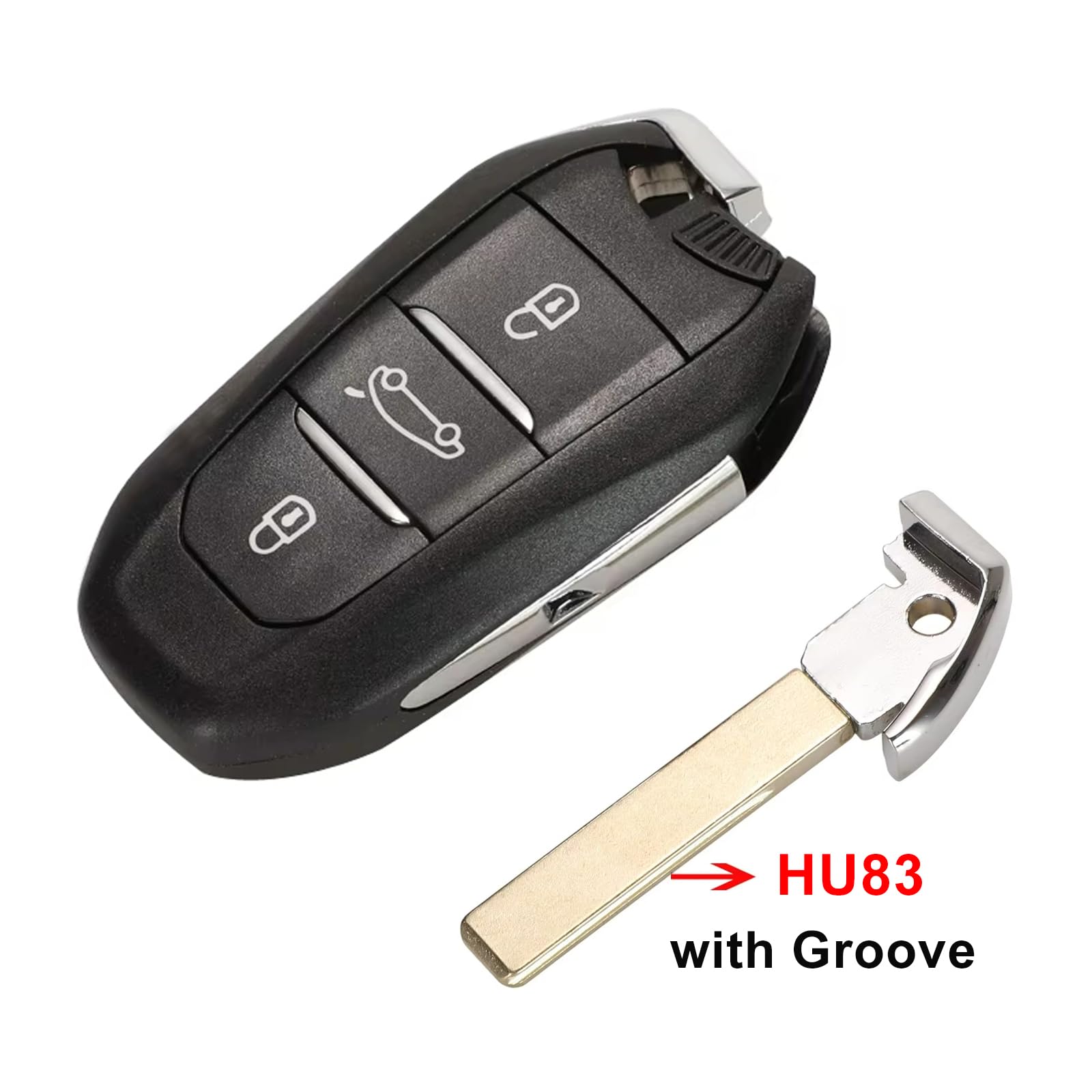 Heart Horse 3 Botones Carcasa Llave Remota del Coche para Peugeot 208 2008 308 3008 508 Llave Mando a Distancia Citroen DS3 DS4 DS5 C3 C4 C5 Llave del Coche con 433 MHz ID46 Chip HU83 Hoja