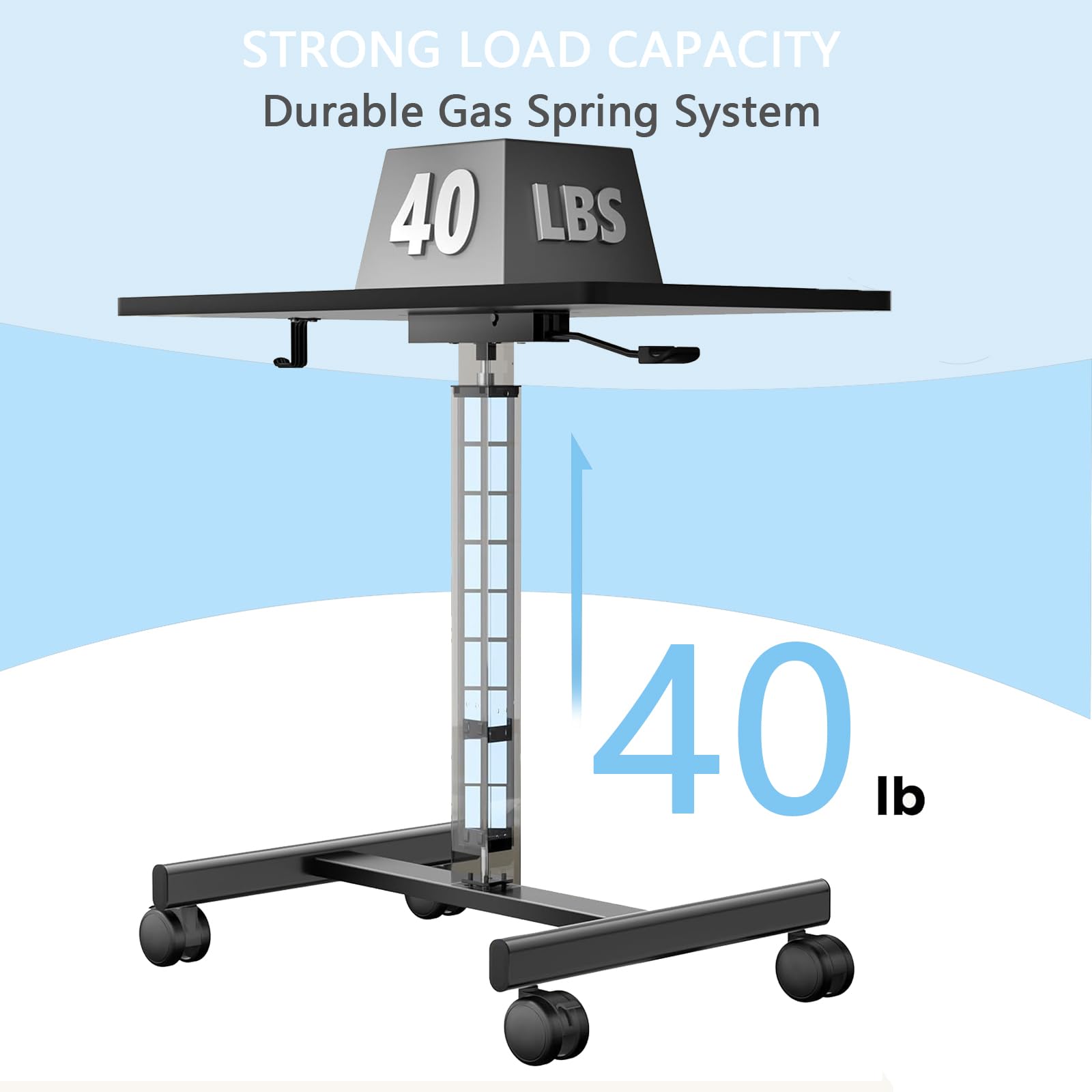 Mobile Standing Desk Adjustable Height Rolling Laptop Table with Lockable Wheels Portable Desk for Home Office Small Computer — view 9