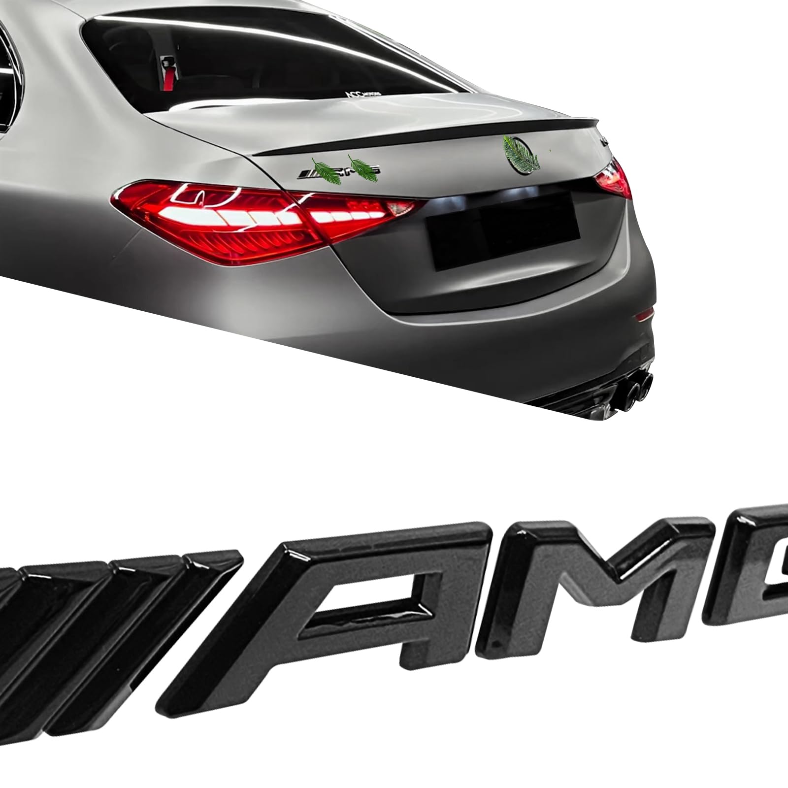 Car Emblem Badge Replacement Accessories fit for Trunk Lid Rear Compatible with G63 C63 C43 C300 CLA CLS CLA GLA GLB GLC GLE E63 E53 E43 A45 A35 .etc Car Side Decoration (Glossy Black)