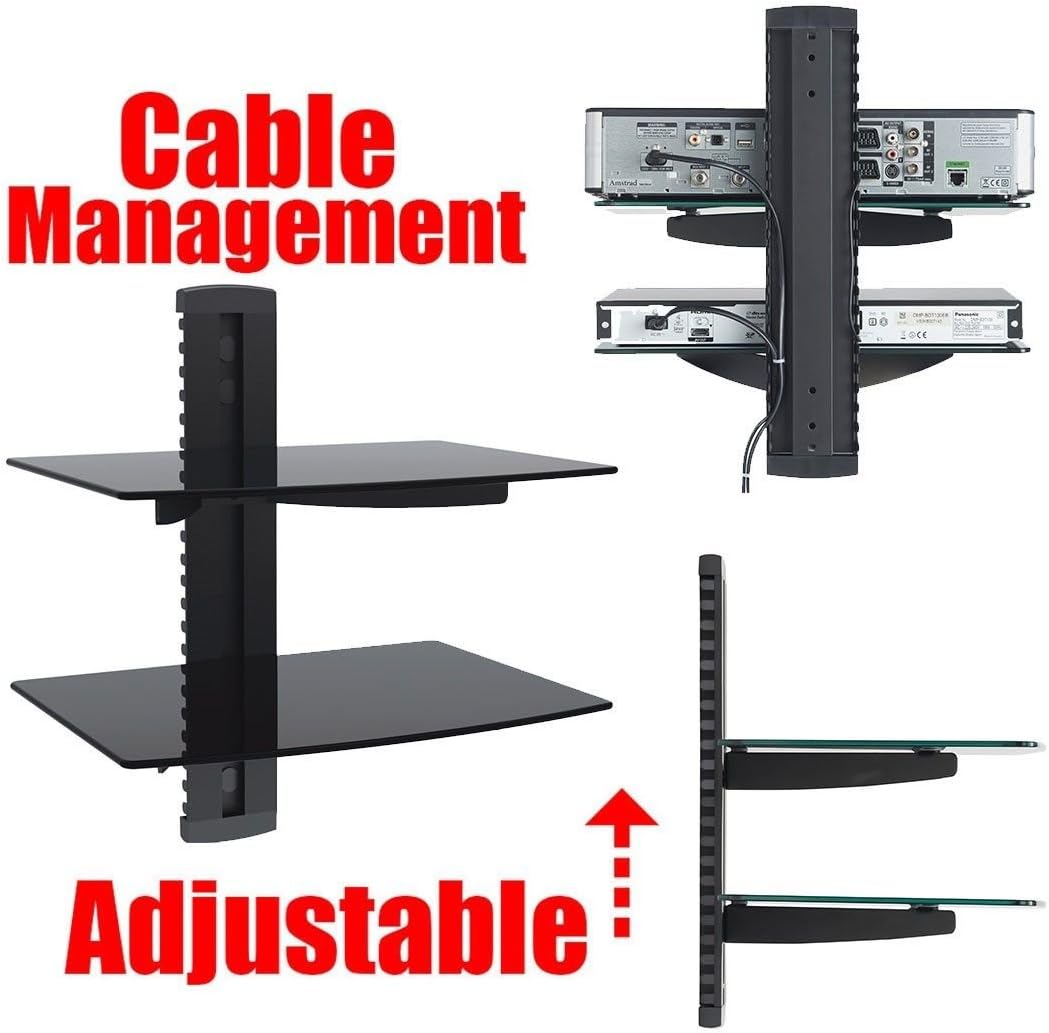 2xhome - New TV Wall Mount Bracket & Two (2) Double Shelf Package