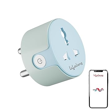 Lifelong Electronics 10A WiFi Smart Power Plug for Home Automation | With App Control, Timer, Voice Control, Scheduling | Smart Plugs Gadget | Electrical Switch Socket | Compatible with Alexa & Google