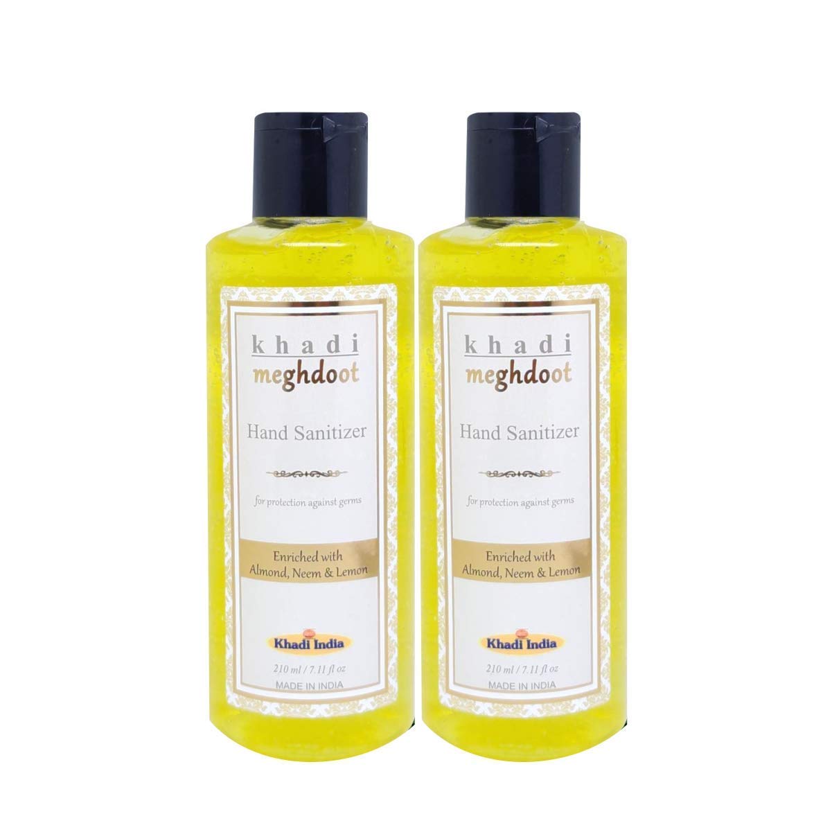 Khadi Meghdoot Hand Sanitizer with 65% Alcohol for protection against germs| No Side Effect on Hand | Sanitizers Combo Travel Pack - 210 ml (Pack of 2) (B085L4TVVZ) Amazon Price History, Amazon Price Tracker