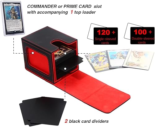 Miniatura 9 de Venssu MTG Caja de cubierta para pantalla Commander, caja de cartas para 100 tarjetas de doble funda, caja de almacenamiento de tarjetas TCG con 2