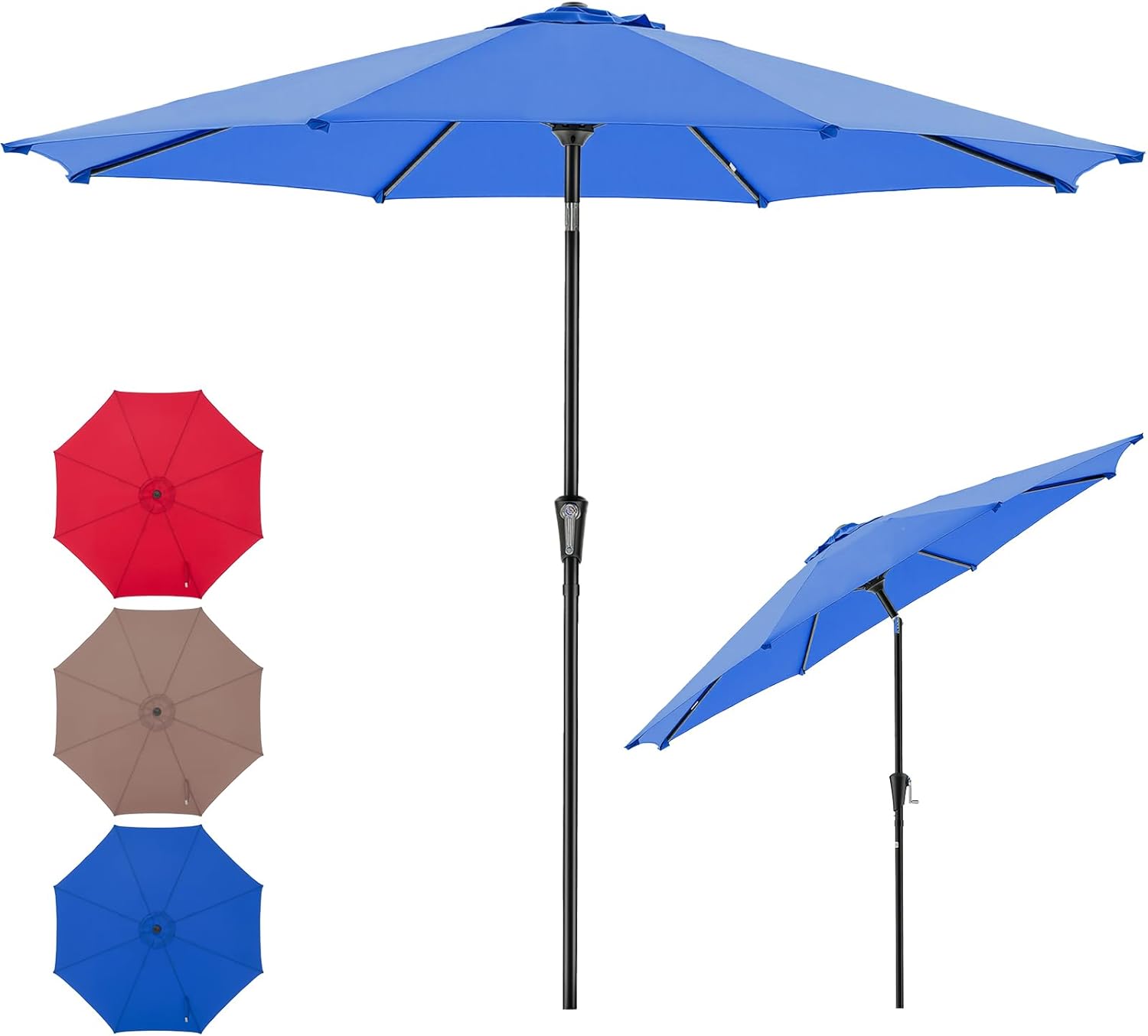 NEWBULIG Patio Umbrella, Outdoor Table Umbrellas with Push Button Tilt and Crank, Sturdy Ribs, Waterproof, UV Protection and Fade Resistant, for Pool, Garden, Market, Backyard