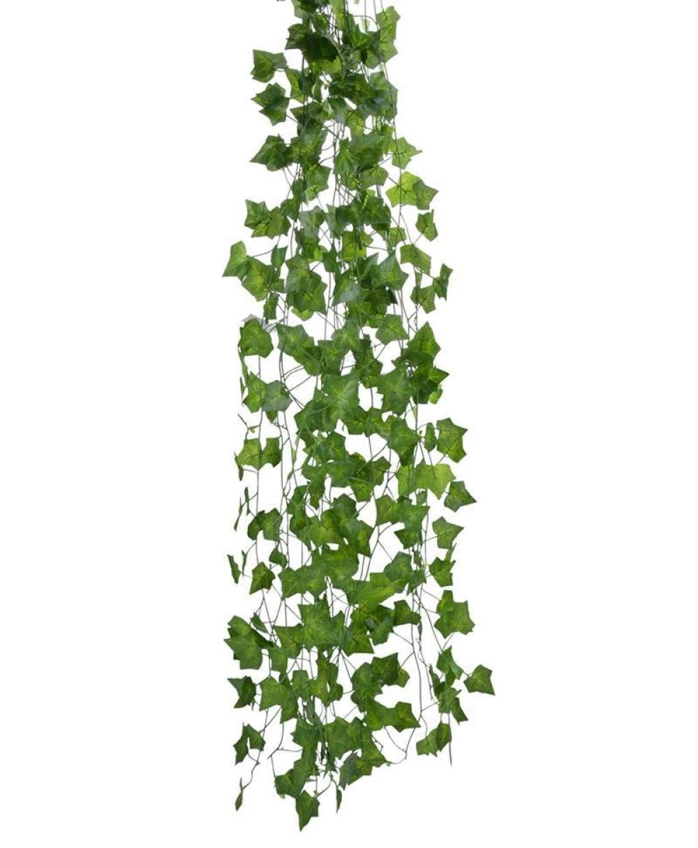 12 Pezzi 2M Edera Verde Foglie Finte Ghirlanda Pianta Vite Fogliame Decorazioni Per La Casa Corda Di Plastica In Rattan Decorazione Della Parete Piante Artificiali, 12 Pezzi