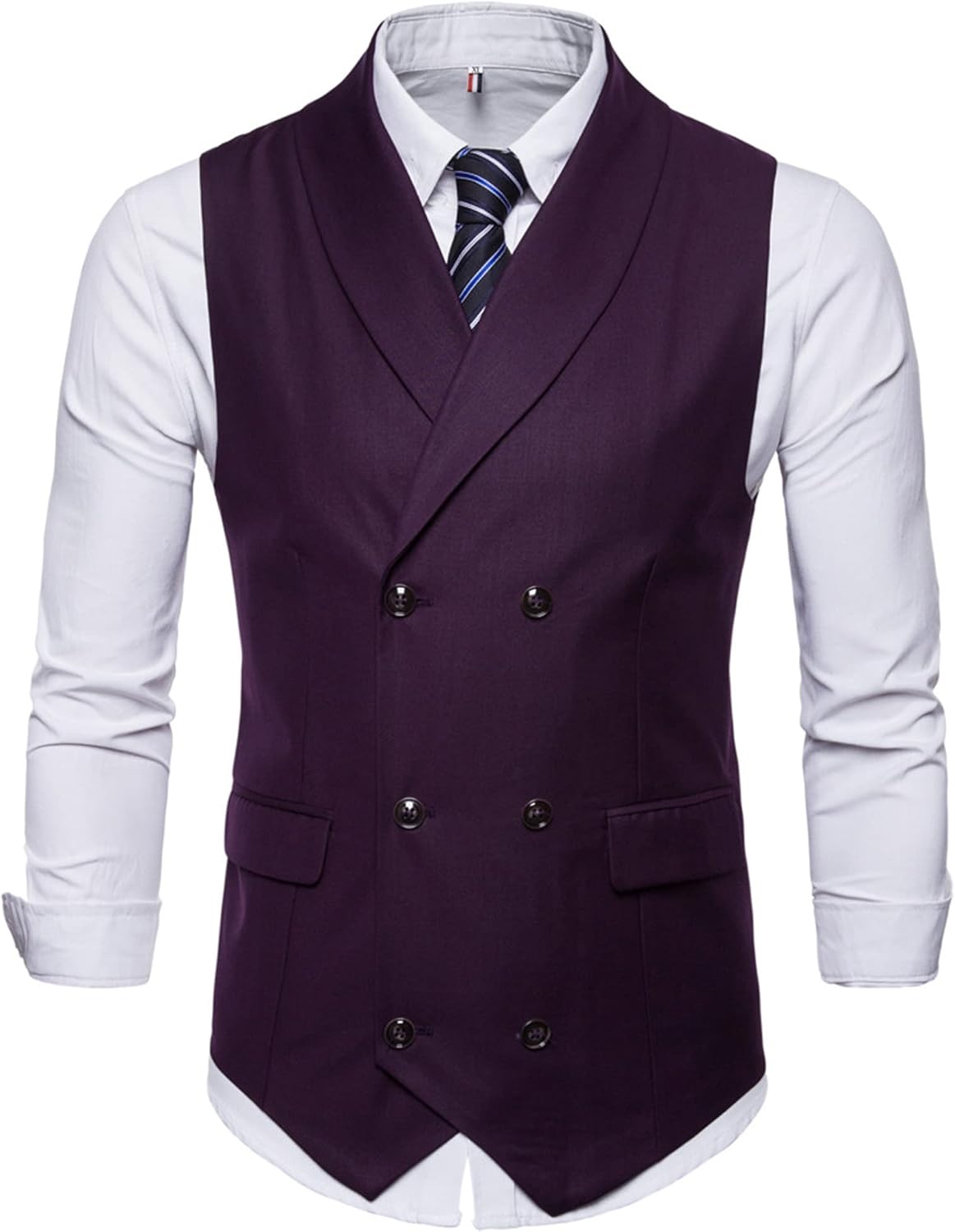 Legou Men's vest Solid color double-breasted fashion suit vest