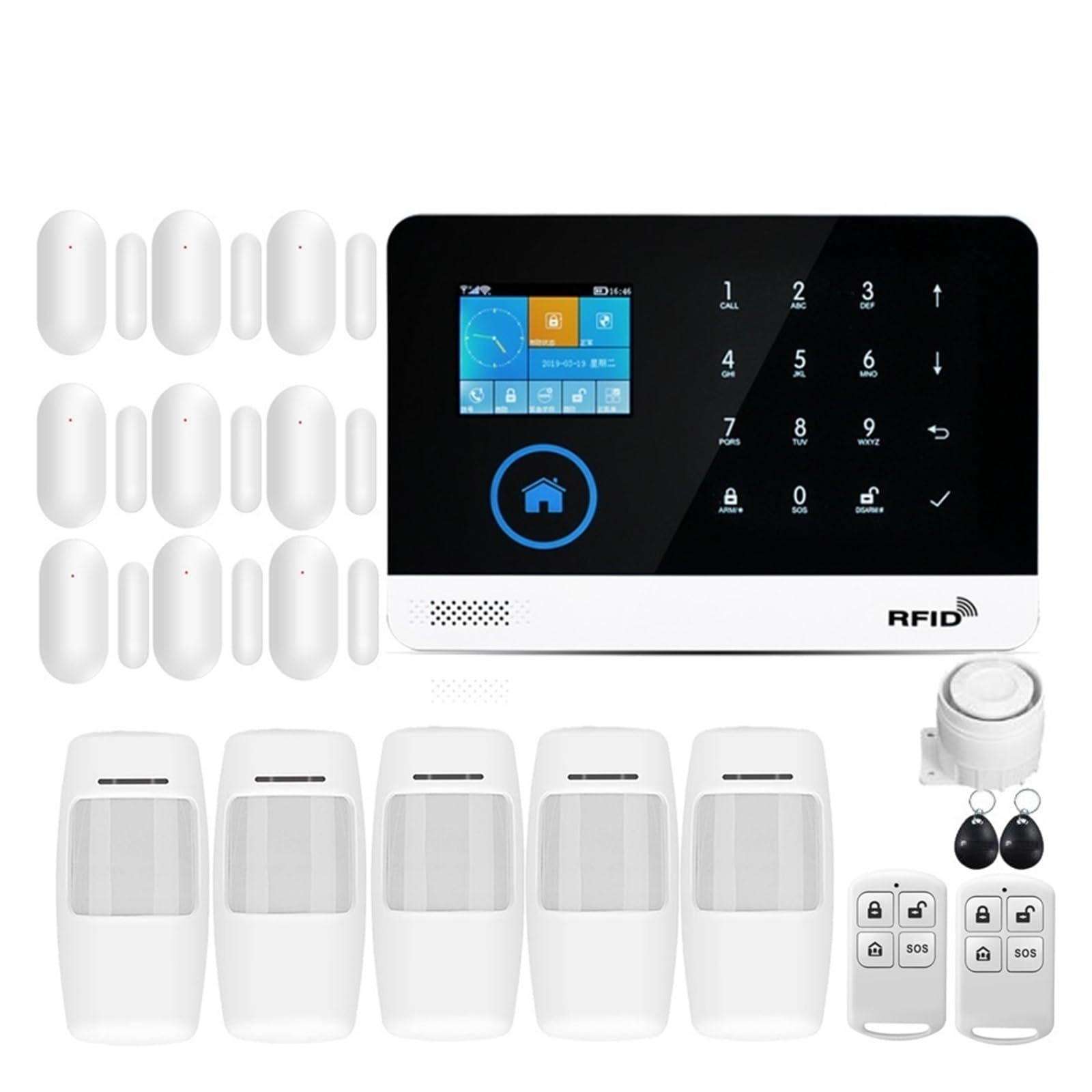 Tuya APP Wifi 4G Wireless Home Burglar Security Alarm System Integrated With Flashing Siren Remote Monitoring(Set G)