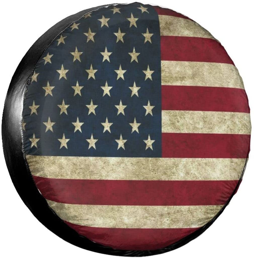 Cubierta de llanta de repuesto para bandera americana retro 01, impermeable, a prueba de polvo, cubierta de neumático UV para Jeep, remolque, RV, SUV y muchos vehículos de 17 pulgadas