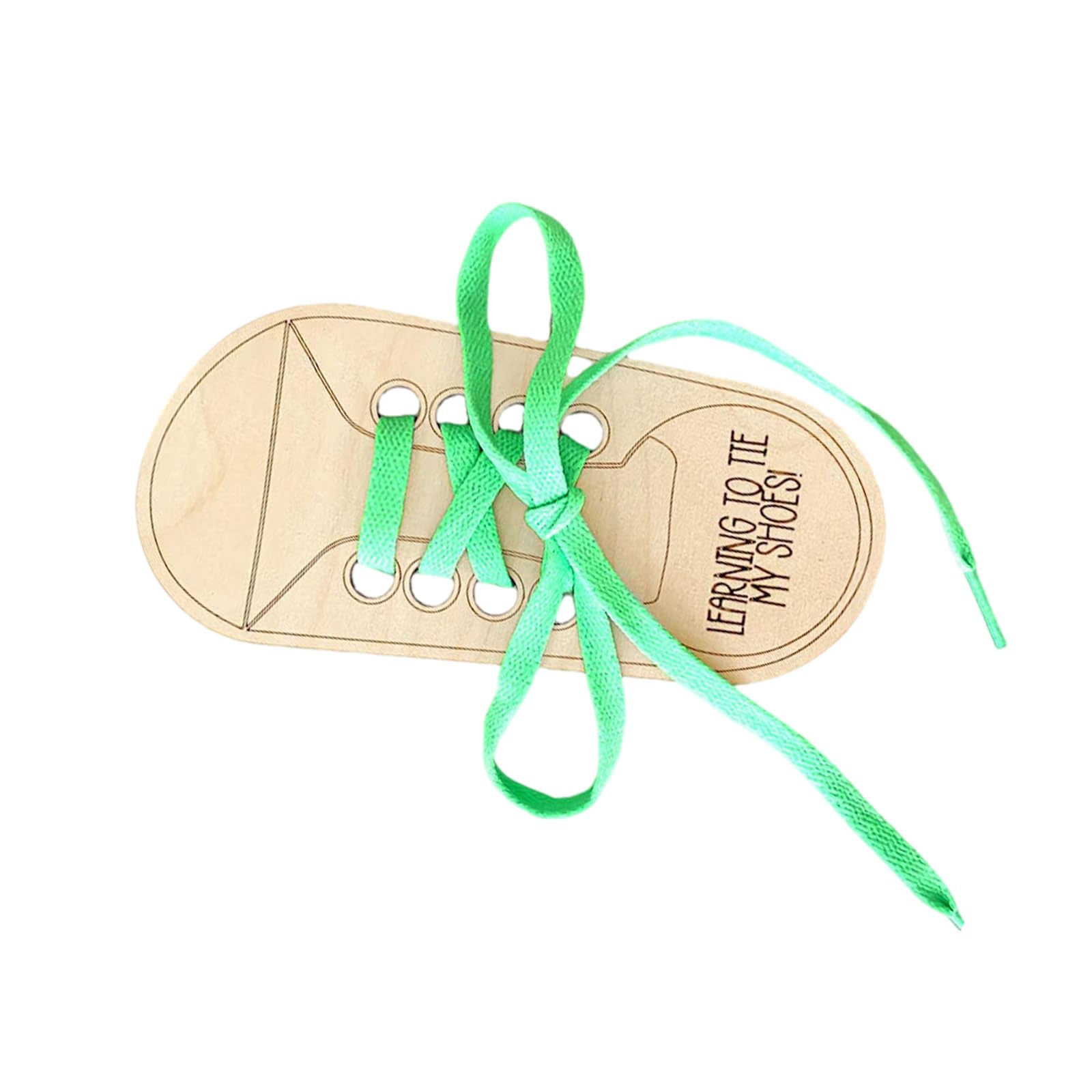 alloneslife Wooden Lacing Shoe Toy to Enhances Children Creativity Learn to Tie Laces Creative Threading Educational Toy for Kids Shoe Tying Learning