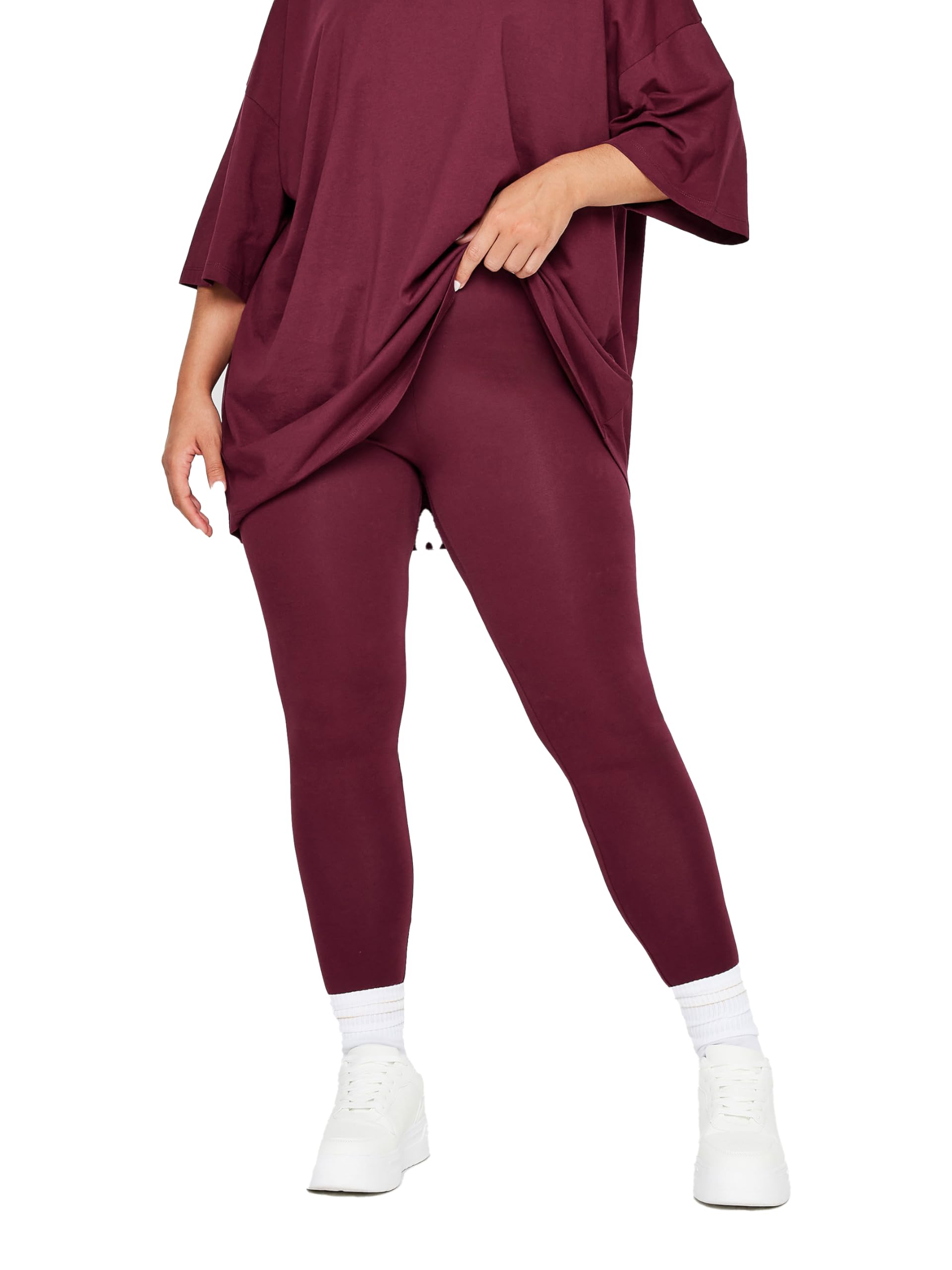 Yours Women's Red Curve Burgundy Leggings - Plus Curve 22 Plus
