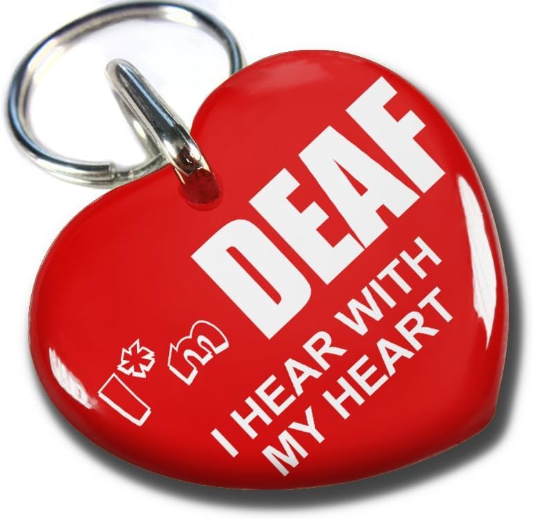 Dog id pet tag I am Deaf I Hear with My Heart(Large 1.50")