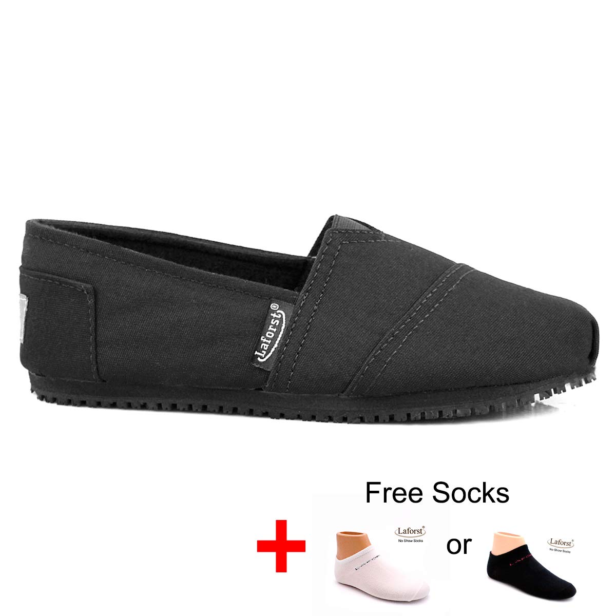 Laforst Dale New Womens Sunbrella Slip Resistant Waitress Server Slip On Flat Black 7