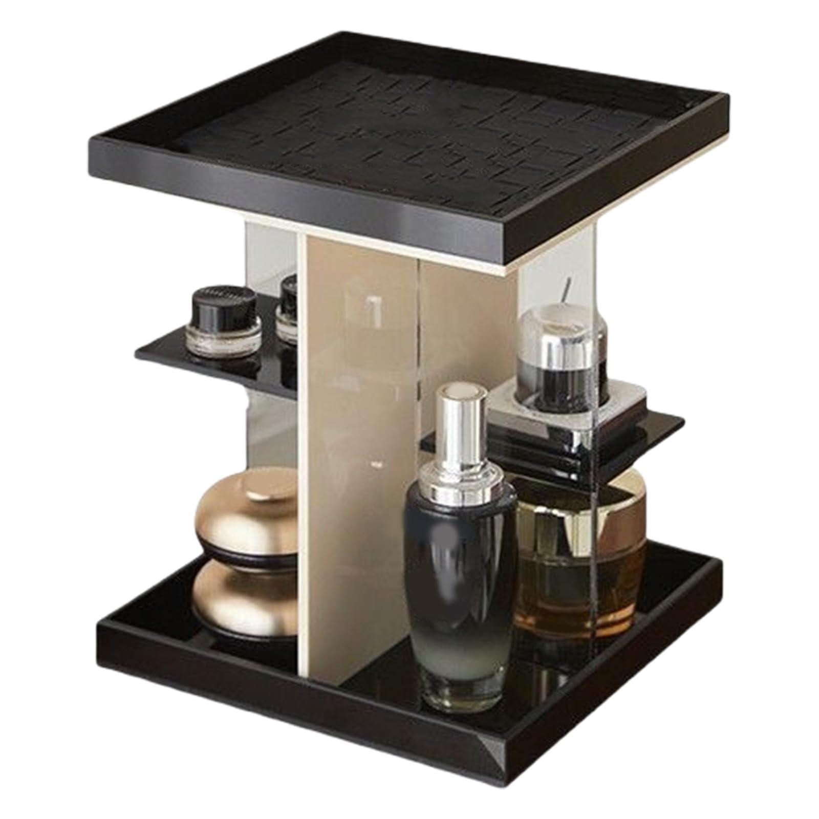 RAFGALDEX Space Saving Acrylic Cosmetic Holder with 360 Degree Rotation for Neat Organization on Desktop or Countertop Use Makeup Stand