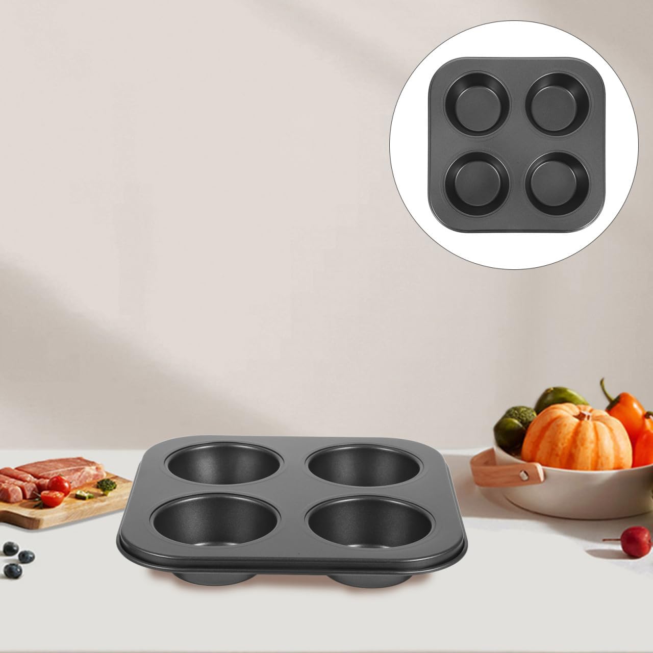 SHOWERORO Jumbo Muffin Pan 4 Grids Muffin Baking Cups Non-stick for Home Professional Use