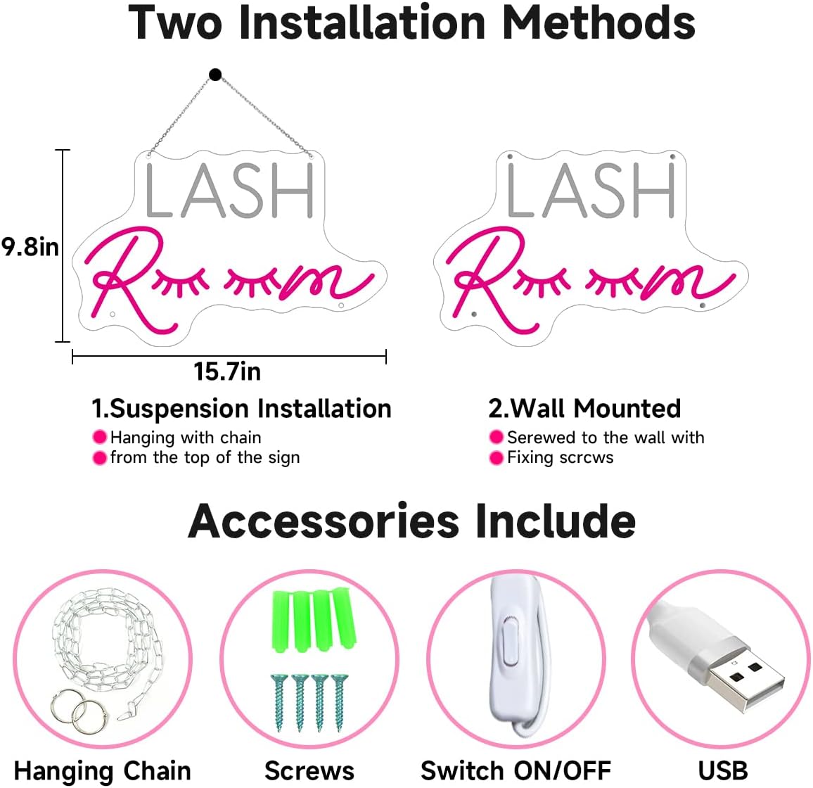 HDJSIGN Lash Room Neon Sign Eyelashes Light Pink Glow LED Sign USB Powered Neon Light for Lash Room Decor Girls Make up Beauty Room Decor Home Wall Decor Birthday Wedding Party Gift for Girls - Image 6