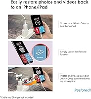 Vista 2 de iXflash Cube - Unidad flash USB de 128 GB para iPhone/iPad/Android, copia de seguridad automática de fotos mientras se carga rápidamente, Apple MFi