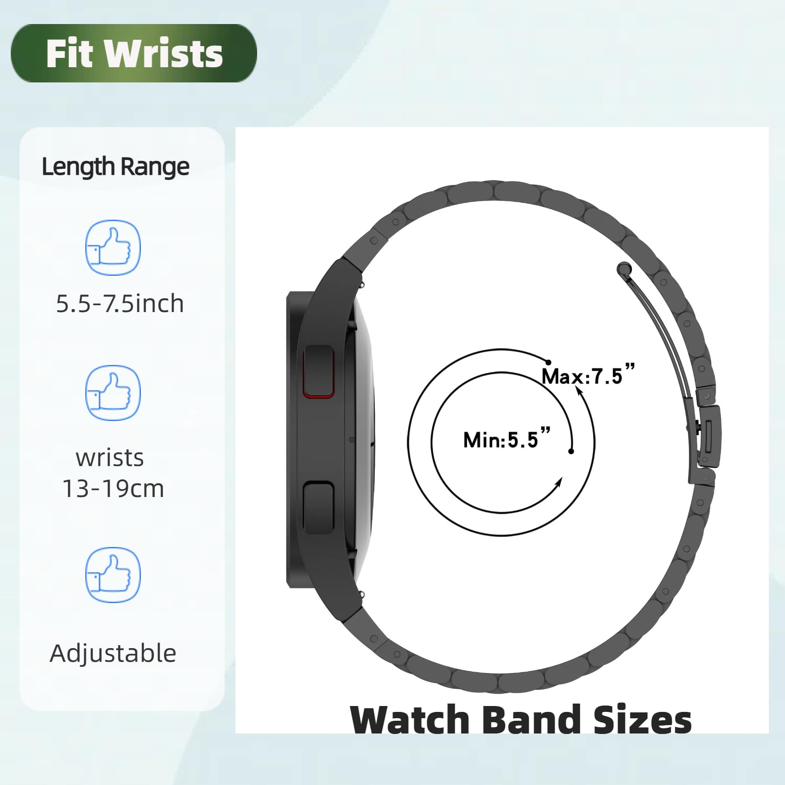 Compatibile con Samsung Galaxy Watch 7 40 mm/44 mm cinturino in acciaio inossidabile con custodia in TPU e copertura protettiva paraurti, design regolabile traspirante per uomo donna