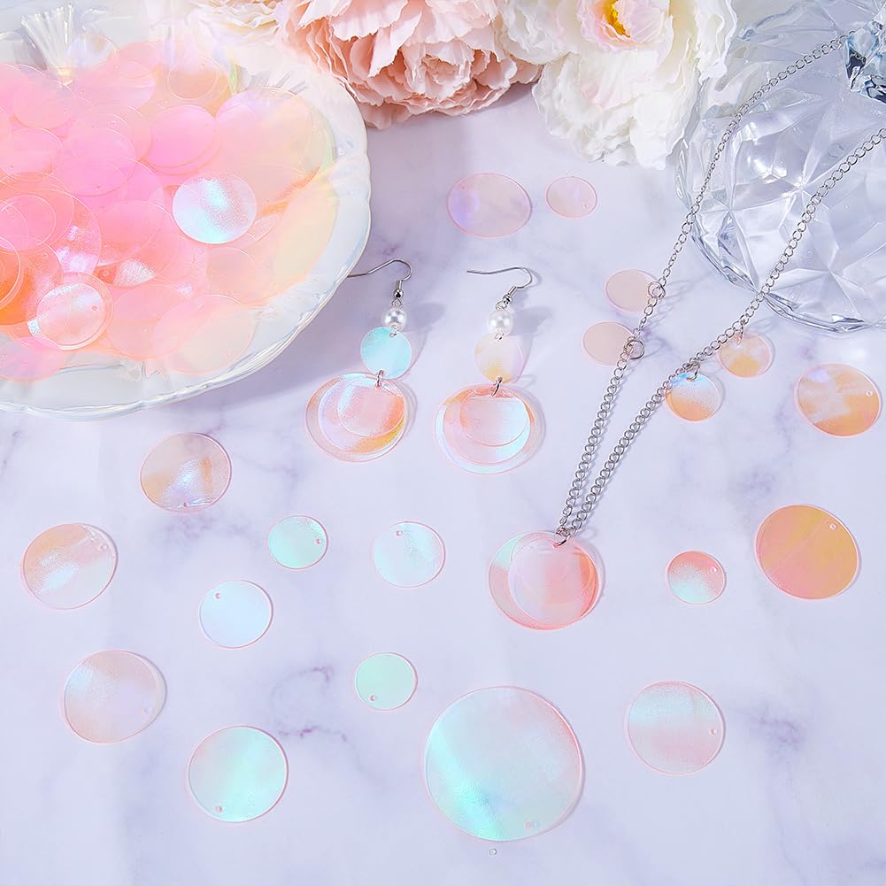 SUNNYCLUE 120G 6 Sizes Sequin Paillettes Pink Flat Round Sequins Bulk Plastic PVC Iridescent Applique Art Shiny Glitters Hole Loose Decor Sequin for Sewing Crafts DIY Embroidery Ornaments Accessories - Image 4