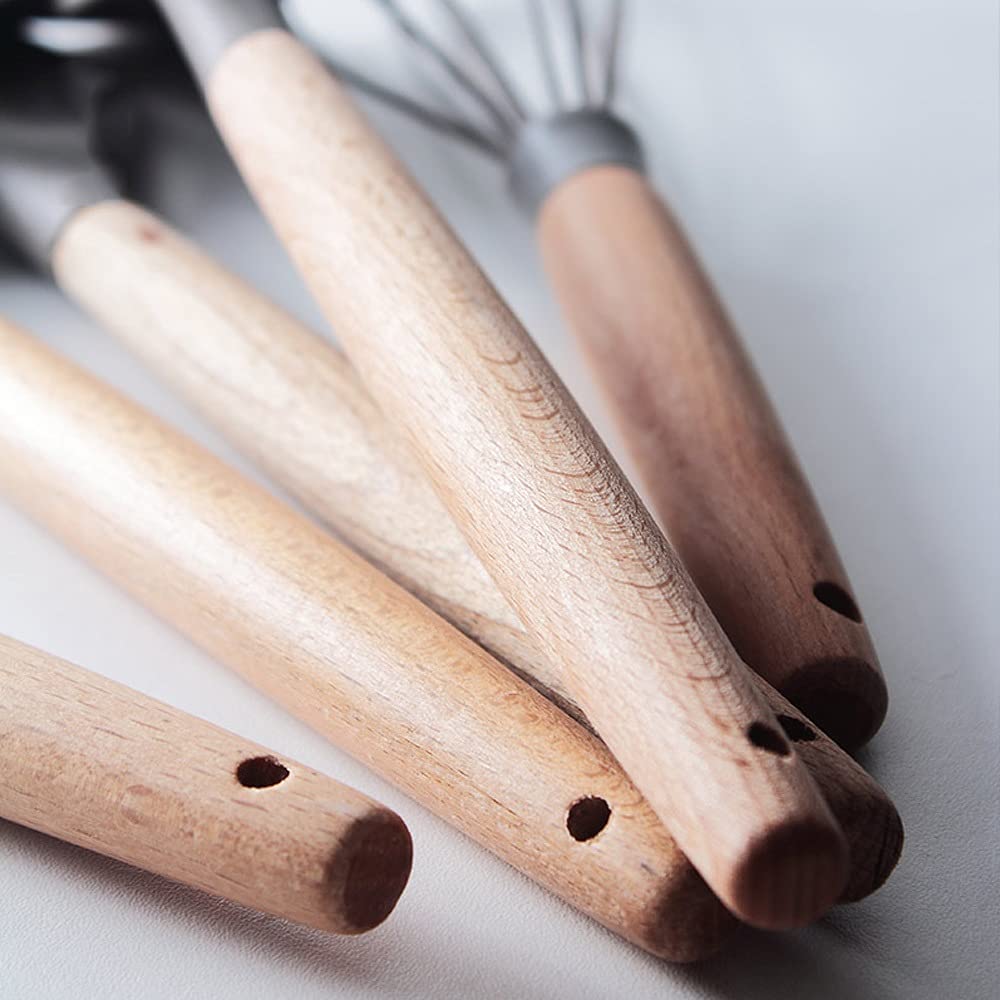 Drewniany uchwyt nieprzywierająca patelnia do gotowania łopatka do smażenia łyżka do pieczenia naczynia odporne na wysokie temperatury domowe silikonowe przybory kuchenne zestaw