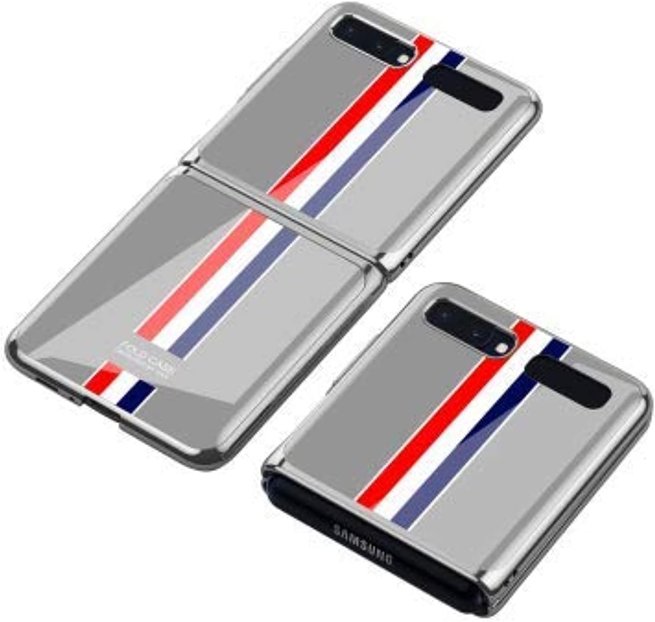 Samsung Z Flip Case Cover. MARBLE EDITION Thin Tempered Glass Electroplated PC Back Cover Protection Slim New Phone Cases For Galaxy Fold 360 Full Protective Cases For Samsung. (Silver Fang)