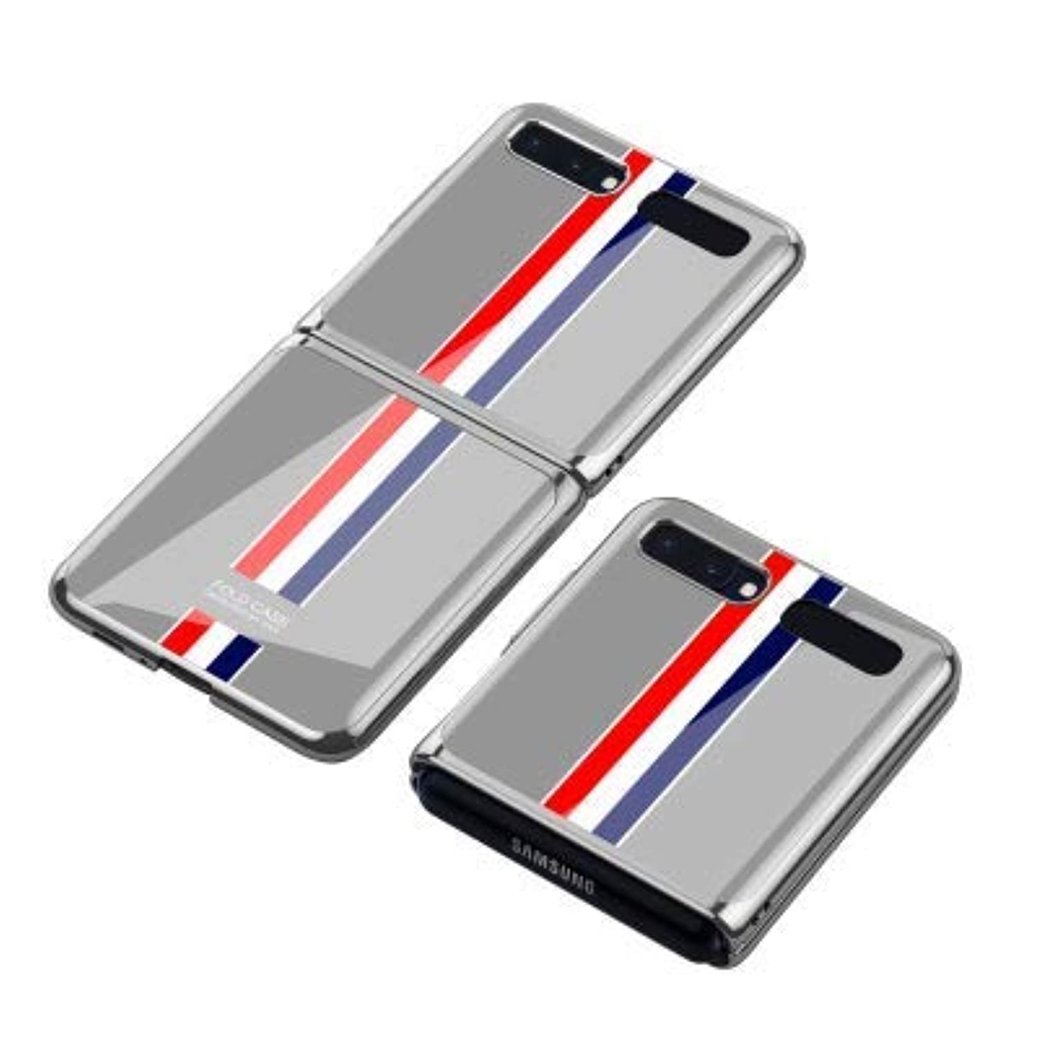 Samsung Z Flip Case Cover. MARBLE EDITION Thin Tempered Glass Electroplated PC Back Cover Protection Slim New Phone Cases For Galaxy Fold 360 Full Protective Cases For Samsung. (Silver Fang)