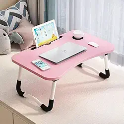 Mesa Portátil para Notebook Suporte para Cama e Sofá Dobrável Home Office (Rosa)