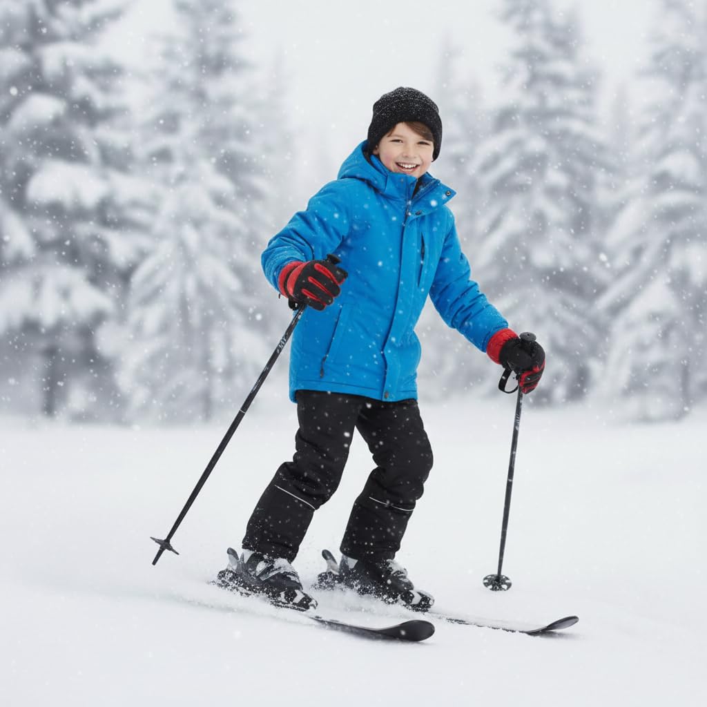 A2Z 4 Kids muchachos Ski Snowboarding Invierno Guantes A prueba de viento Al aire libre Deportes Térmica Fleece Forrada Ski Nieve Guantes Palmera/Pulgar Empuñaduras Equitación Guantes 6-13 Años
