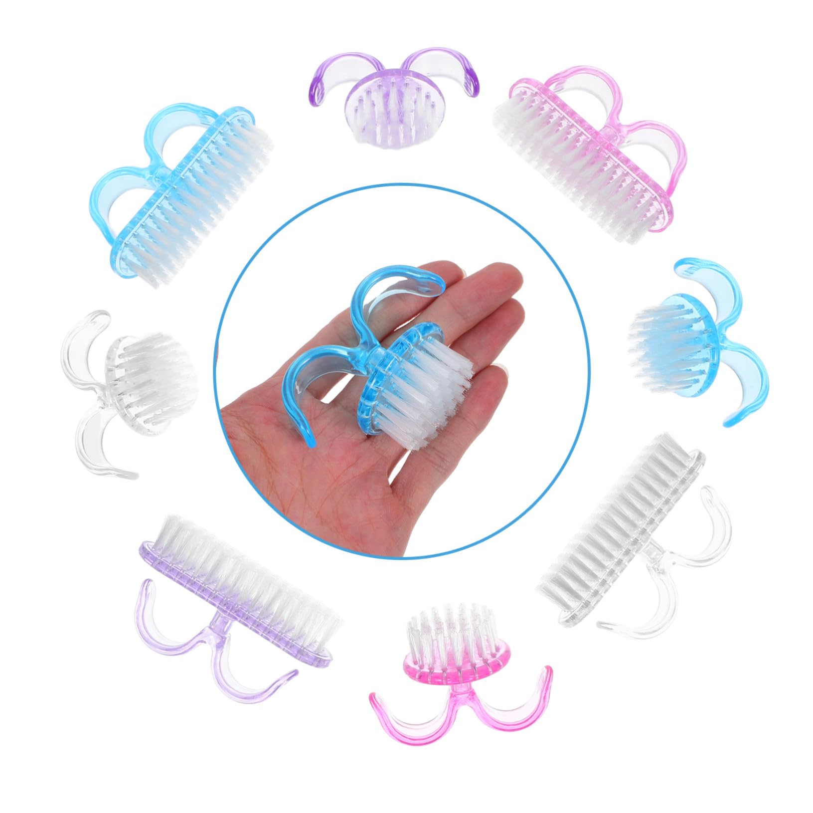 Mikinona 8 Piezas Cepillos de Uñas con Mango Cepillos de Polvo de Uñas de Plástico Resistente Cerdas Suaves para Limpieza Precisa de Manicura Casa y Salón Diseño Compacto Portátil