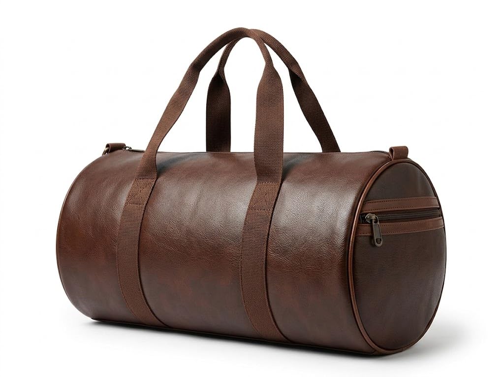PAVILONN Travel Duffel Bag for Men Women, Vintage PU Leather Weekender Gym Bag, Large Capacity Carry On Cabin Luggage, Overnight Business Travel Holdall, Waterproof Sports Bag, Brown-picture-16