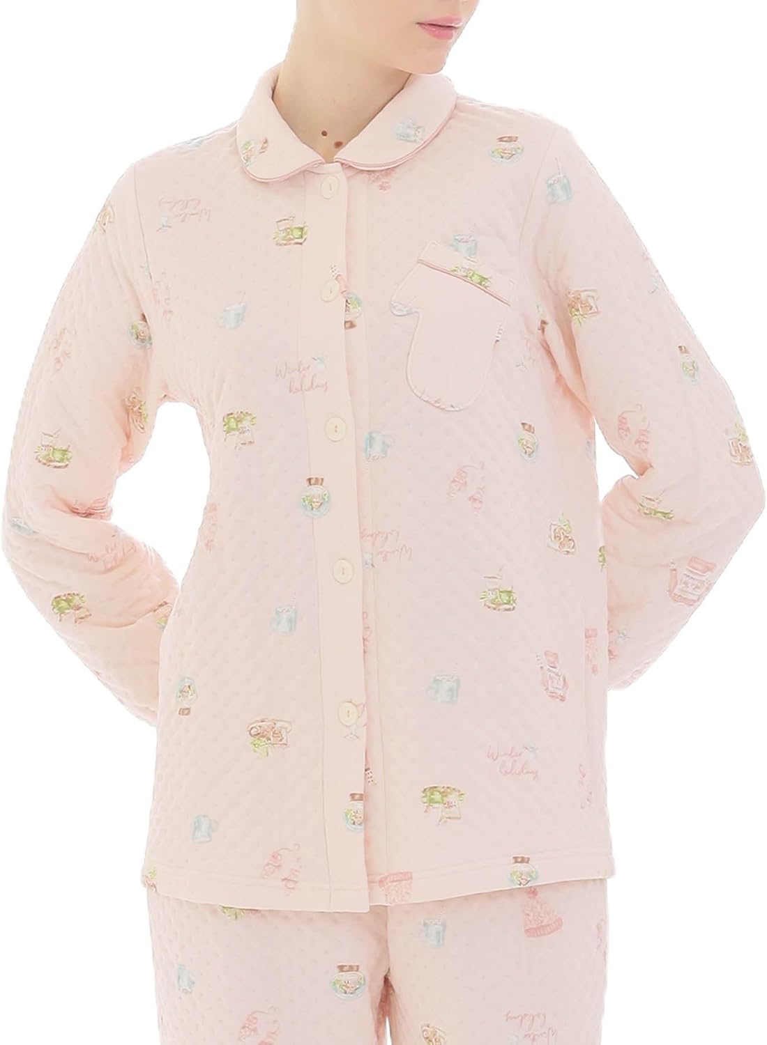 Amazon | [ナルエー] パジャマセット 裏綿接結(綿入り) 厚手ウインター